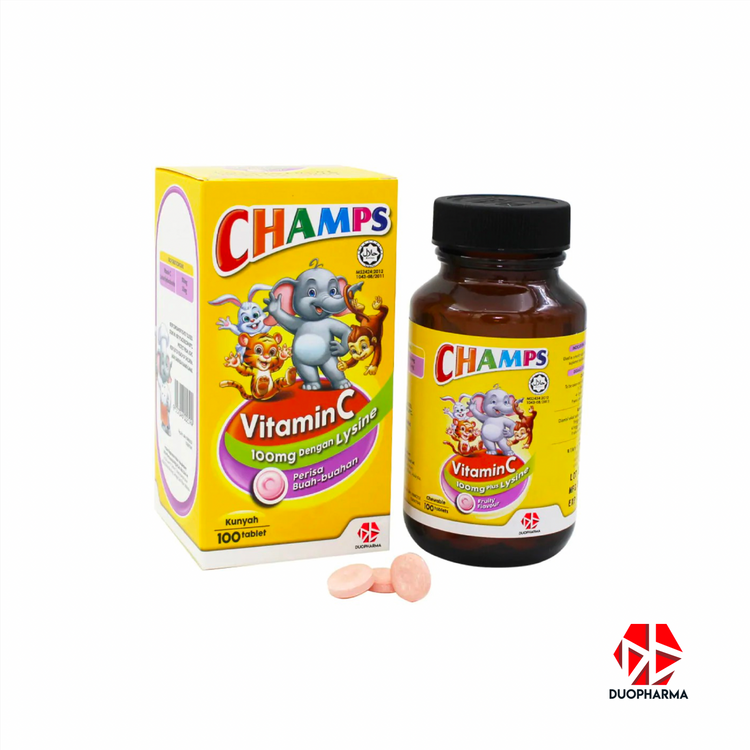 Champs Vitamin C Plus Lysine 100mg Fruity Flavour