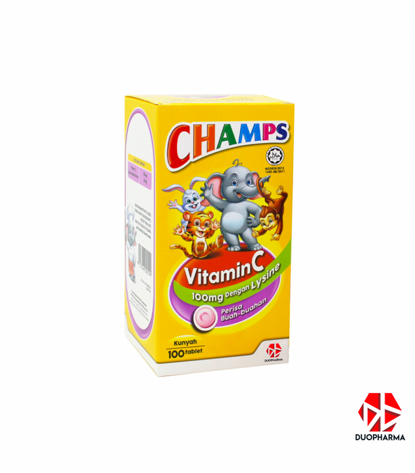 Champs Vitamin C Plus Lysine 100mg Fruity Flavour