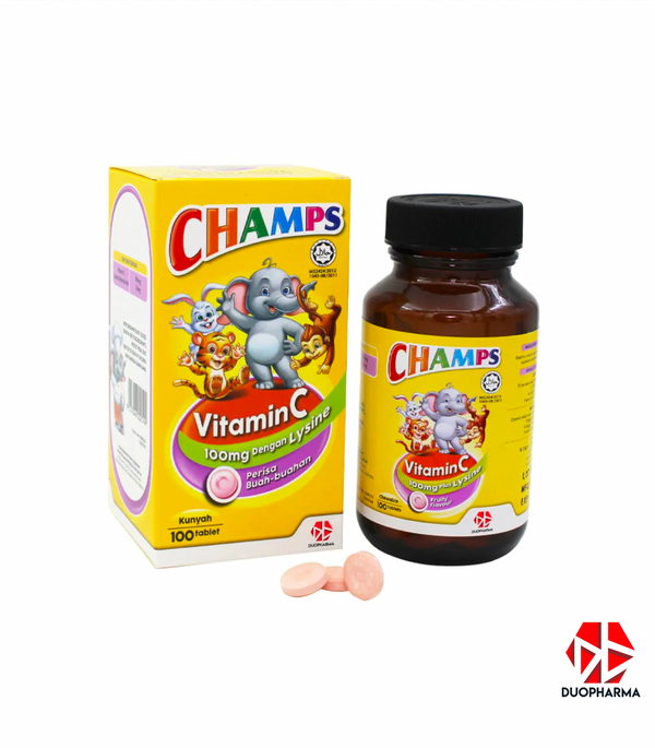 Champs Vitamin C Plus Lysine 100mg Fruity Flavour